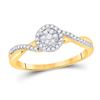Image 1 : 14kt Yellow Gold Womens Round Diamond Twist Flower Cluster Ring 1/5 Cttw