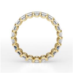 Natural 4.02 CTW U-Setting Emerald Cut Diamond Eternity Ring 18KT Yellow Gold