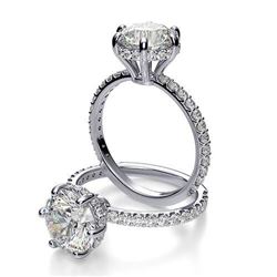 Natural 1.82 CTW Round Cut 6-Prong Side Halo Diamond Engagement Ring 18KT White Gold