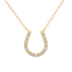 Natural 0.22 CTW Horse Shoe Diamond Pendant Necklace 18KT Yellow Gold