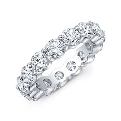 Natural 4.02 CTW Round Brilliant Diamond Eternity Band Wedding Ring 14KT White Gold
