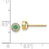Image 2 : 14k Yellow Gold Diamond and Emerald Post Earrings - 5 mm