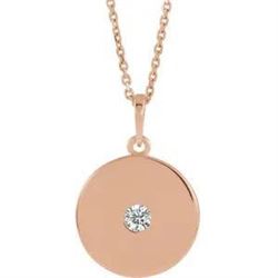 Natural 0.12 CTW Gold Disc Diamond Necklace 14KT Rose Gold