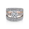 Image 1 : Natural 3.02 CTW Round Cut Pave Set Split Shank Engagement Ring 18KT Two Tone