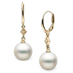 White South Sea Pearl and Diamond Aerie Collection Dangle Earrings