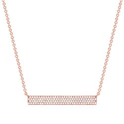 Natural 0.14 CTW Rectangle Diamond Bar Necklace 18KT Rose Gold