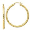 Image 1 : 10k Yellow Gold Diamond-cut Round Hoop Earrings - 35 mm
