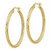 Image 2 : 10k Yellow Gold Diamond-cut Round Hoop Earrings - 35 mm