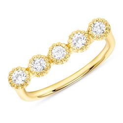 Natural 0.36 CTW Bezel Diamond Bar Ring 14KT Yellow Gold