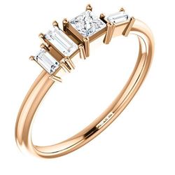 Natural 0.27 CTW Geometric Diamond Ring 14KT Rose Gold