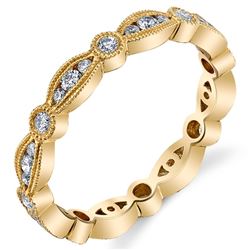 Natural 0.48 CTW Stackable Diamond Eternity Ring 18KT Yellow Gold