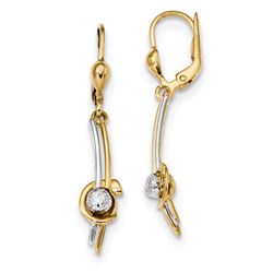14k Gold w/Rhodium Dangle Leverback Earrings