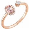 Image 1 : Natural 0.69 CTW Pink Morganite & Diamond Cuff Ring 18KT Rose Gold