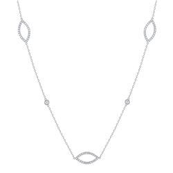 Natural 0.82 CTW Marquise Diamond Train Necklace 14KT White Gold