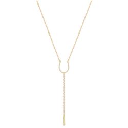 Natural 0.14 CTW Horseshoe Bezel Diamond Chain Necklace 18KT Yellow Gold