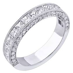 Natural 1.38 CTW Designer Princess Cut & Micro Pave Diamond Wedding Ring 14KT White Gold