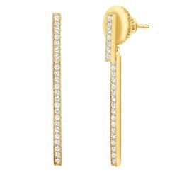 Natural 0.32 CTW Vertical Long Bar Diamond Earrings 14KT Yellow Gold