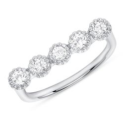 Natural 0.36 CTW Bezel Diamond Bar Ring 14KT White Gold