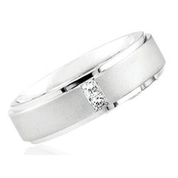 Natural 0.12 CTW Princess Cut Diamond Wedding Ring 18KT White Gold