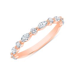 Natural 0.52 CTW Marquise Cut and Round Cut Diamond Ring 14KT Rose Gold