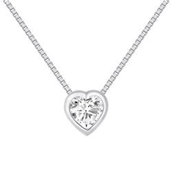Natural 0.52 CTW Bezel Diamond Heart Necklace 14KT White Gold