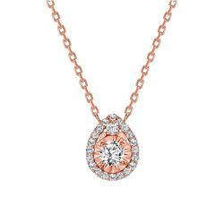 Natural 0.57 CTW Tear Drop Diamond Necklace 14KT Rose Gold