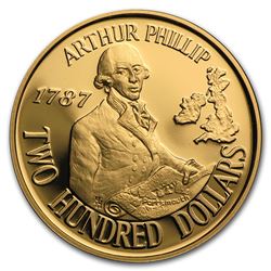 1987 Australia Gold $200 Arthur Phillip BU/Proof