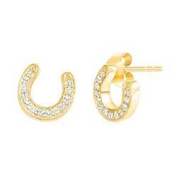 Natural 0.18 CTW Horseshoe Diamond Earrings 18KT Yellow Gold