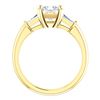 Image 3 : Natural 1.02 CTW Princess Cut & Baguettes 3-Stone Diamond Ring 14KT Yellow Gold