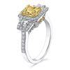 Image 3 : Natural 1.86 CTW Canary Yellow Radiant Cut 3-Stone Halo Diamond Ring 14KT Two-tone