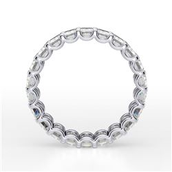 Natural 4.02 CTW U-Setting Emerald Cut Diamond Eternity Ring 14KT White Gold