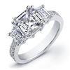 Image 1 : Natural 2.12 CTW Asscher Cut & Trapezoids Diamond Engagement Ring 18KT White Gold