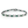 Image 1 : 6.85 ctw Emerald & Diamond Bracelet 14k White Gold - REF-109N3F