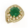 Image 1 : 6.47 ctw Certified Emerald & Diamond Victorian Ring 14K Yellow Gold - REF-178F2M