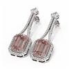 Image 3 : 11.01 ctw Morganite & Diamond Earrings 18K White Gold - REF-507F3M