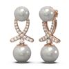 Image 2 : 1.3 ctw Pearl & Diamond Earrings 18K Rose Gold - REF-182W8H