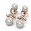 Image 3 : 1.3 ctw Pearl & Diamond Earrings 18K Rose Gold - REF-182W8H