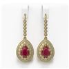 Image 1 : 10.15 ctw Certified Ruby & Diamond Victorian Earrings 14K Yellow Gold - REF-279A3N