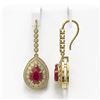 Image 2 : 10.15 ctw Certified Ruby & Diamond Victorian Earrings 14K Yellow Gold - REF-279A3N