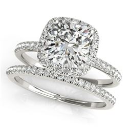 1.51 ctw Certified VS/SI Cushion Diamond 2pc Set Halo 14k White Gold - REF-306M8G