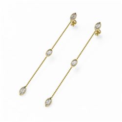 2 ctw Marquise Diamond Station Earrings 18K Yellow Gold - REF-314N9F