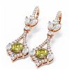 Image 3 : 5.27 ctw Fancy Yellow Diamond Earrings 18K Rose Gold - REF-800G2W
