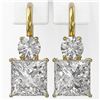 Image 2 : 2.5 ctw Princess Cut Diamond Designer Earrings 18K Yellow Gold - REF-598Y5X