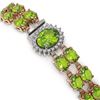 Image 3 : 29.69 ctw Peridot & Diamond Bracelet 14K Rose Gold - REF-242F3M