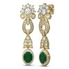 Image 2 : 8.66 ctw Emerald & Diamond Earrings 18K Yellow Gold - REF-540A9N