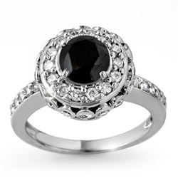 2.64 ctw VS Certified Black & White Diamond Ring 14k White Gold - REF-127M3G