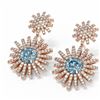 Image 3 : 6.2 ctw Aquamarine & Diamond Earrings 18K Rose Gold - REF-327M3G