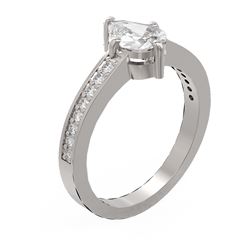 1.3 ctw Pear Diamond Ring 18K White Gold - REF-315W3H