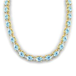 37.5 ctw Aquamarine & VS/SI Diamond Eternity Necklace 10k Yellow Gold - REF-425K5Y