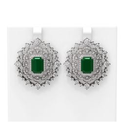 18.43 ctw Emerald & Diamond Earrings 18K White Gold - REF-890G9W